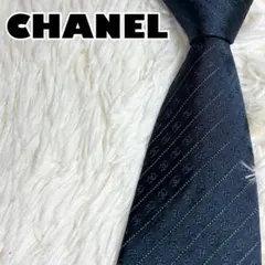 【新品未使用】CHANEL ネクタイ　ココマーク　CC柄　ネイビー
