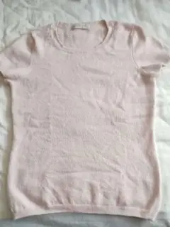 カシミヤ100% 薄いピンク 半袖ニット M　ユニクロ