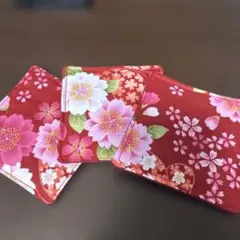 ハンドメイド⭐︎和風花柄コースター3枚セット