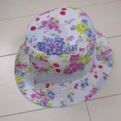 【✲サイズご確認ください✲】 hakka kids 花柄、水色リバーシブルハットのサムネイル