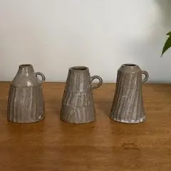 手作り陶器のミニ花瓶3個セット