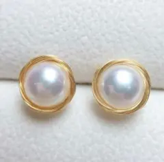 極照り 本真珠ピアス 無核パール 10mm 無調色　ホワイトピンク系　シルバー
