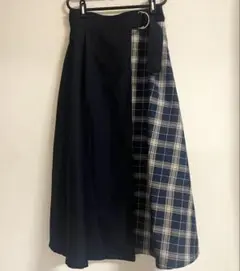 a.g.plus エージープラス ラップスカート チェック柄 ネイビー Mのサムネイル