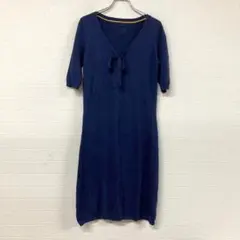 593 TOMMY HILFIGER ネイビー Vネックニットワンピース