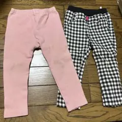 ピンクとチェック柄のボトムス2点セット