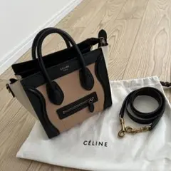 CÉLINE ラゲージナノ　ピンクベージュ/ブラック