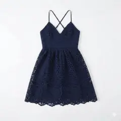 アバクロンビー&フィッチ 総レース フレアワンピース ネイビー XS TO022のサムネイル