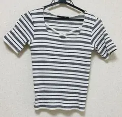 【One Way】ボーダーＴシャツ　半袖　リブ　Ｍサイズのサムネイル