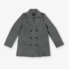 レディース ピーコート グレー Lサイズ ダブルコート 美品 韓国 ユニセックス