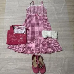 Emily temple cute ピンクギンガムチェックワンピ+靴+バッグ