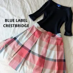 ブルーレーベルクレストブリッジ ドッキングワンピース Aライン チェック リブ
