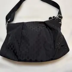 agnes b ブラック ドット柄 ショルダーバッグ