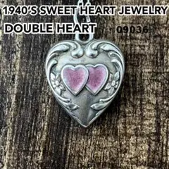 ●スウィートハートジュエリーダブルハート シルバーヴィンテージネックレスNAVY