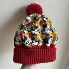 ミッキーマウス柄 ボンボンニット帽