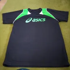asics スポーツ Tシャツ 黒/緑