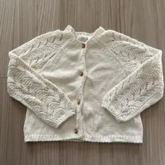 ZARA アイボリー レース編みカーディガン 2-3歳