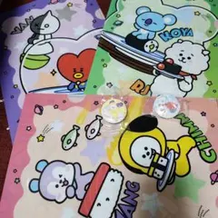 BT21　クリアファイル　3枚　缶バッジ　くら寿司