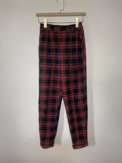 Bershka BSK レッド/ブラック チェック カジュアルパンツ XS
