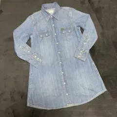 Lee デニムシャツワンピース チュニック長袖ライトブルー