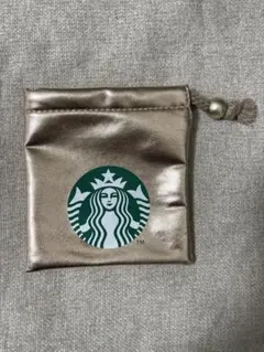 スタバ 小型巾着ポーチ ゴールドピンク スターバックス Starbucks