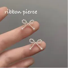 【29】新品未使用 パールリボンピアス ゴールド S925 高見え フェミニン