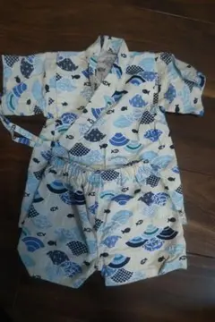 魚と波柄 甚平 80cm