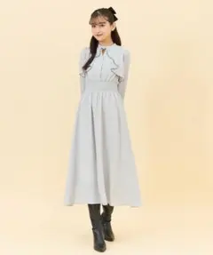 REDYAZEL バイカラーメロウデザインワンピース ベージュ S(01)