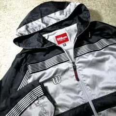 ★ウィルソン Wilson★コーチジャケット フーディ ブラックシルバー ビッグ