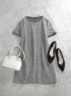 ザラ ZARA パール付き ツイードワンピース M 素敵 可愛い