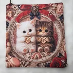 ❣️フラットポーチ 両面パネル 猫 202 ハンドメイド - メルカリ