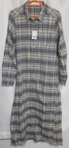 長袖 チェックシャツワンピース