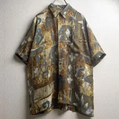レトロ 古着 シャツ 柄シャツ ガラシャツ 総柄 デザインシャツ 透け感 半袖