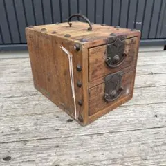 ② 掛硯 船箪笥 硯箱 明治 大正 時代箪笥 木製 小箪笥 鉄金具