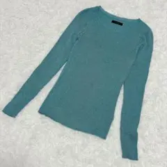 Bou Jeloud ブージュルードラメリブニット長袖 トップス ブルーグリーン