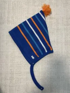 familiarファミリアストライプニット帽（青・オレンジ）