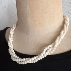 天然白珊瑚 3連ネックレス 4-5mm 上品フォーマル