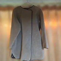 ベージュ フリースジャケット ノーカラー【size38】