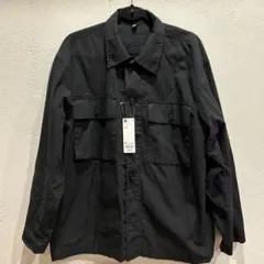 新品GU ウォッシュドユーティリティーシャツ ブラック　XL