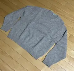 美品　UNIQLO 100%ウール クルーネック グレー 長袖ニット