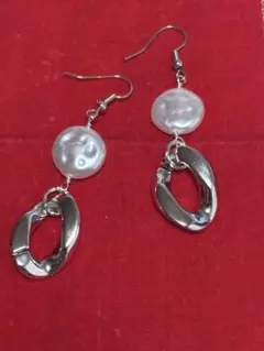 シルバーフック式ピアス パールデザイン