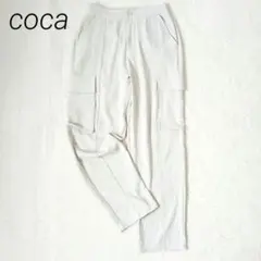 コカ　シボサテンライク カーゴパンツ　М　白　センタープレス　ウエスト後ろゴム