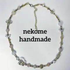 ブラウン　ビーズネックレス　バロック風　アンティーク風