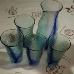 青色グラスセット（4個＋ピッチャー）