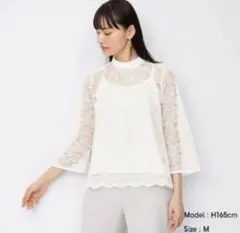 GU 完売品レースブラウスキャミソール付　ベージュM