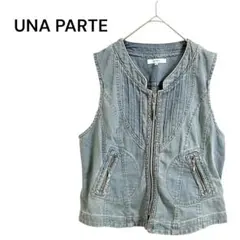 【ウナパルテ】L デニムベスト ヴィンテージ加工 ワールド アメリカンカジュアル