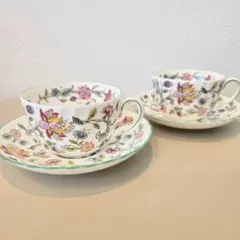 未使用 Minton ハドンホール グリーン カップ＆ソーサー 2客