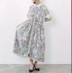 スカラー scolar 162697：2柄展開 レース袖シャツワンピース | Mercari