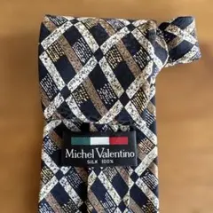 Michel Valentino シルク100% ネクタイ チェック柄