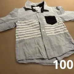 GLOBAL WORK シャツ M 青 コーデュロイ　ポケット ネイビー　100