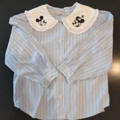 プティマインミッキーマウス ストライプ長袖シャツ